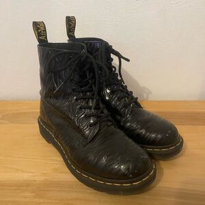 Dr. Martens Black Zebra Quilted Lace-Up Platform Boots